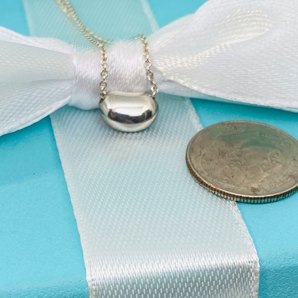 Tiffany & Co Elsa Peretti mini  Bean Necklace 925 sterling silver 16”box Nice - Picture 10 of 10